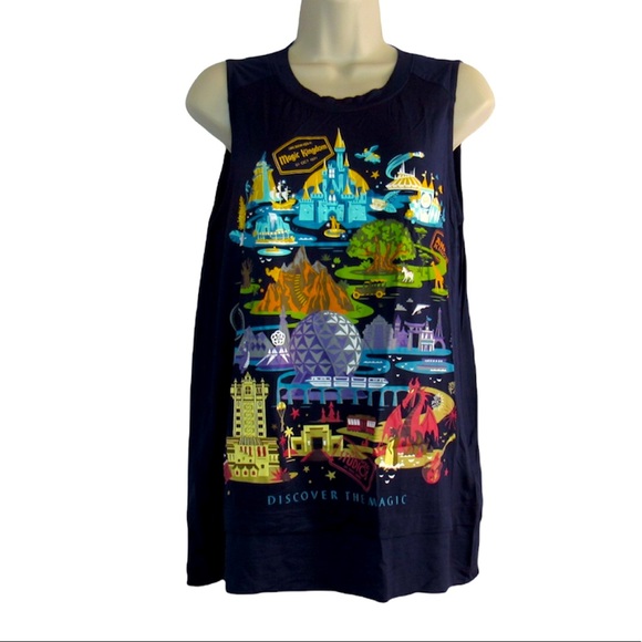 Disney Tops - Walt Disney World ''Discover the Magic'' Zip Tank Top Women Size M